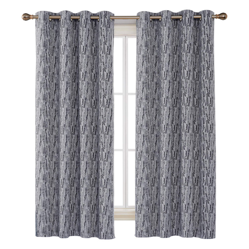 Total Blackout Drapes With Triple-Pass White Coating Back Layer Curtains, 52" W x 45" L, Navy Blue