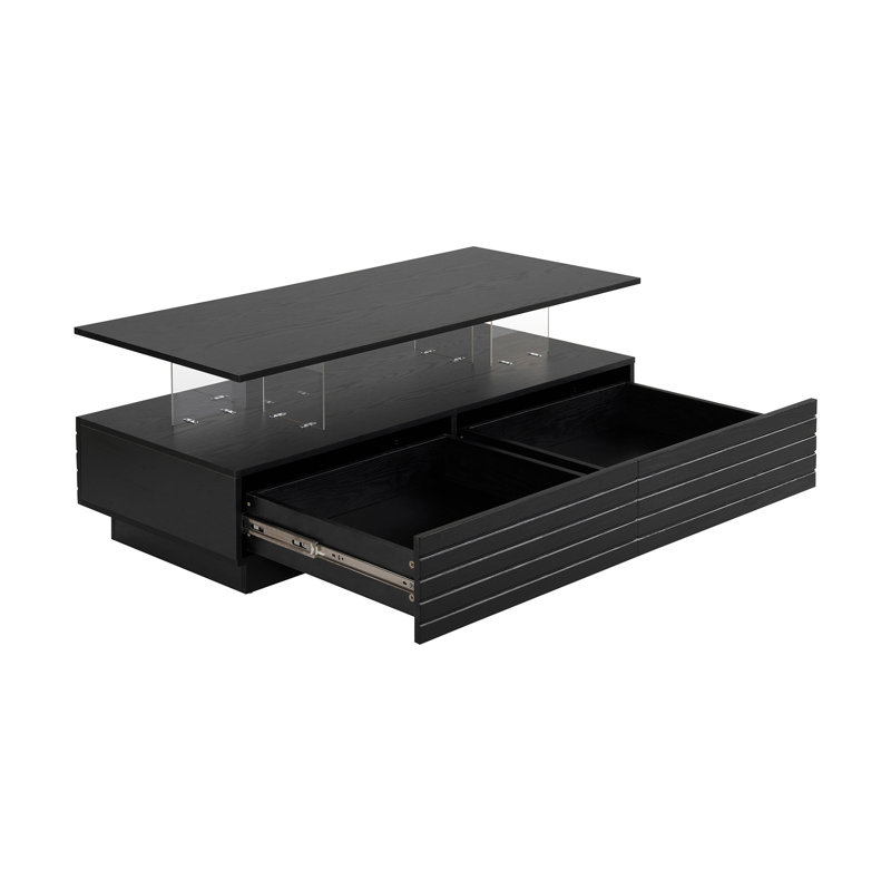 Table basse moderne à 2 tiroirs de 47,2 po, Noir