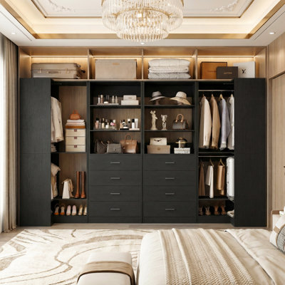 Closet System With Drawers, Shelves,Hanging Rods
