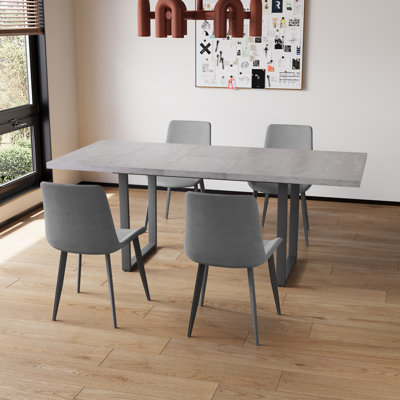 Kloc Kitchen Dining Set, 51''-67'' Extendable Table with 32''H Dining Chairs(1Table 4Table)