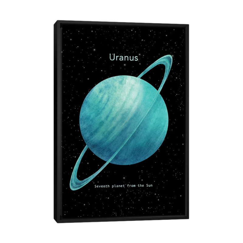 « uranus », impression sur toile, H 26 po x l 18 po x P 1,5 po, Toile avec cadre noir, Pas de tapis