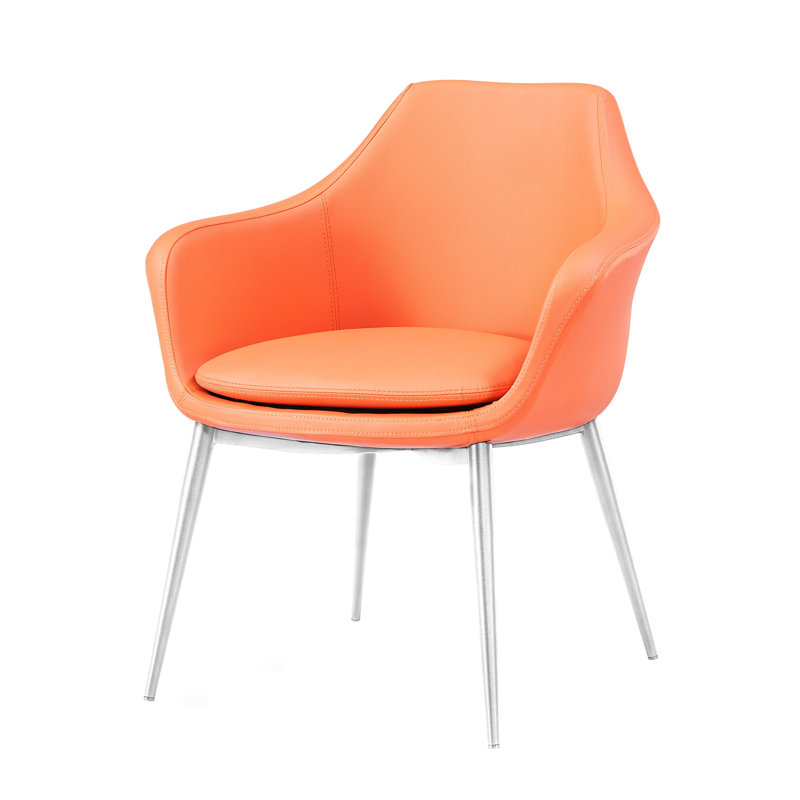 Chaise avec accoudoirs rembourrée Teegan, Orange, Acier inoxydable