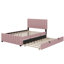 Lit plateforme double, structure de lit tapissier en bois avec lit gigogne simple et tête de lit capitonnée verticale-107261876