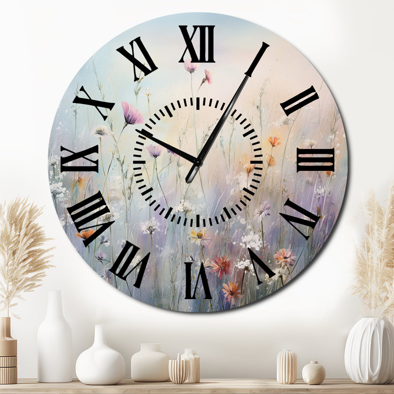 Horloge murale Wildflowers Wander Meadows - Wildflowers, Surdimensionné