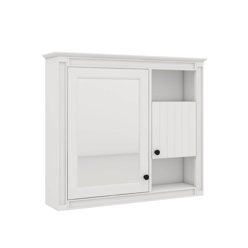 Armoire murale 32 po avec miroir, armoire à pharmacie murale avec trois tablettes, porte à miroir