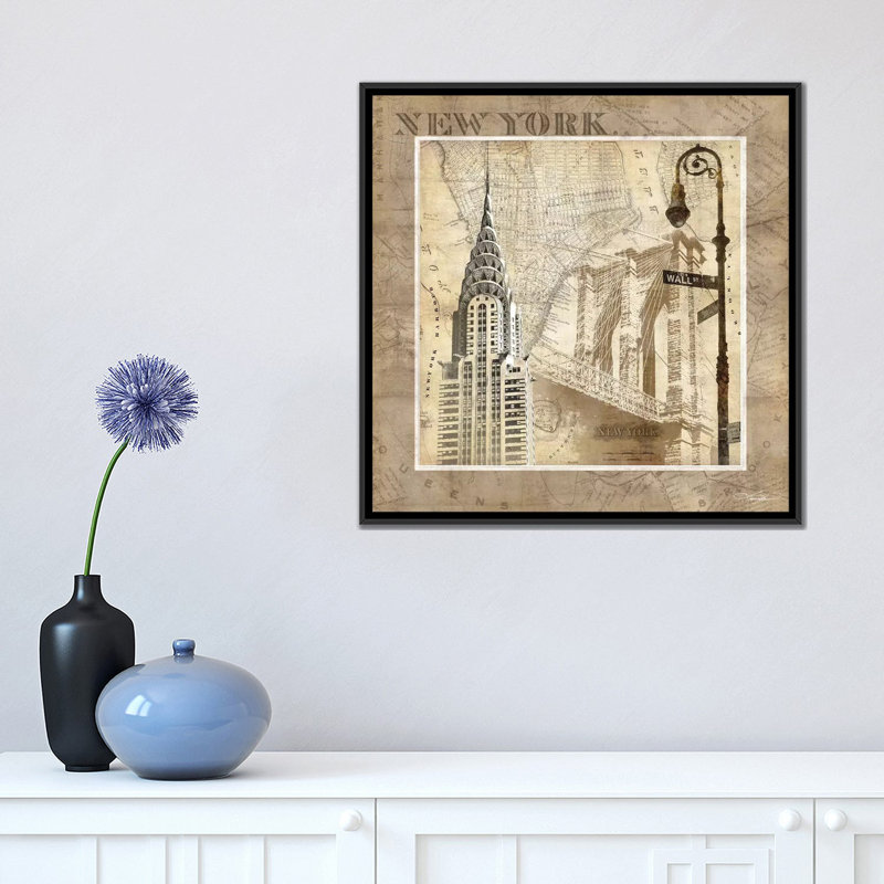«New York Serenade», impression sur toile, H 18 po x l 18 po x P 1,5 po, Toile avec cadre noir, Pas de tapis