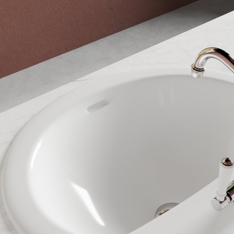 20'' x 17'' White Oval Vitreous China Drop-in Bathroom Sink with Overflow, Single Hole Fauce
