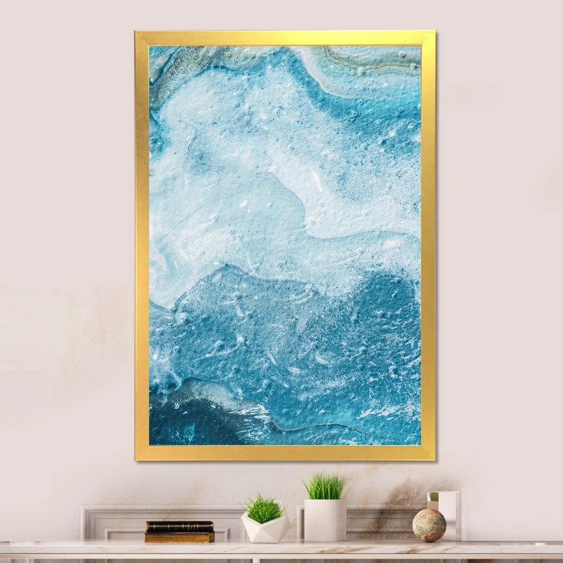 Marbre bleu clair - art moderne et contemporain sur toile, H 20 po x l 12 po x P 1 po, Impression dorée sur toile encadrée