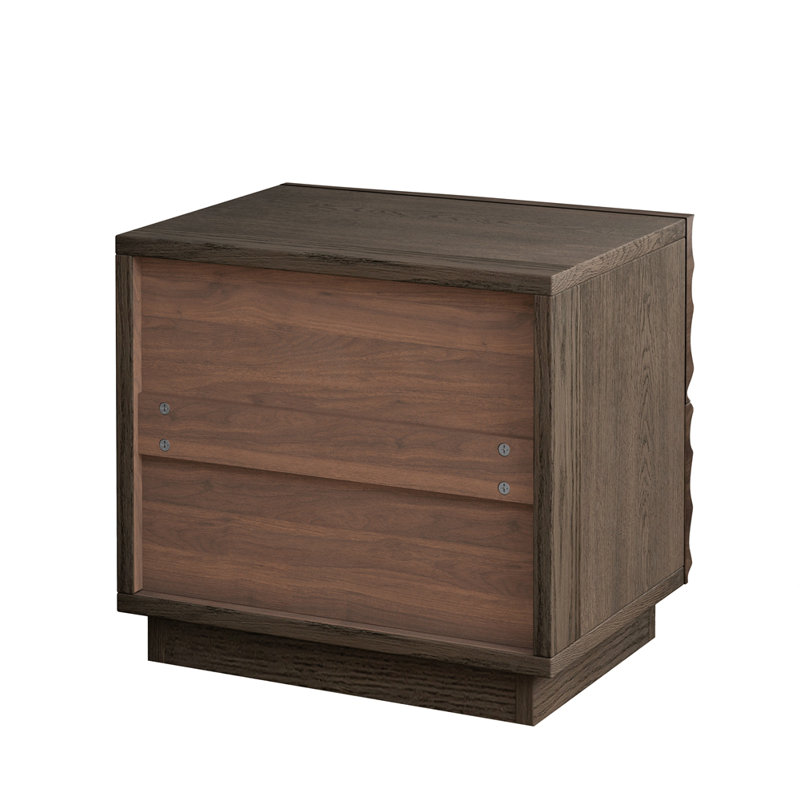 Ensemble de tables de chevet en bois massif avec 2 poignées, Brun