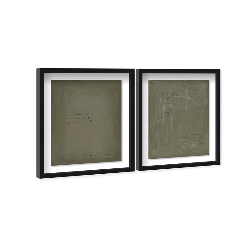 Olive Notes Set Shadowbox Abstract Print by Oliver Gal, Black Frame, 16 x 20, 21.5"H x 25.5"W, Black Shadowbox