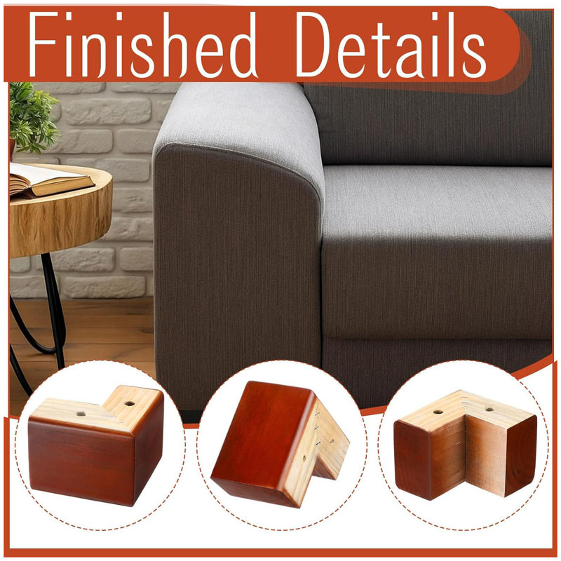 Ensemble de 8 rehausseurs de meubles en bois, rehausseurs de lit en forme de L de 7,6 cm de hauteur