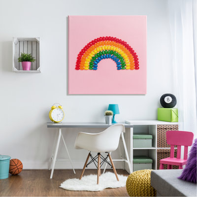 Ebern Designs Rainbow Shaped Candies Canvas Wall Art Design By LISH Creative