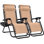 Best Choice Products - Ensemble de 2 fauteuils inclinables réglables en acier à mailles zéro avec coussins et plateaux porte-gobelets, beige