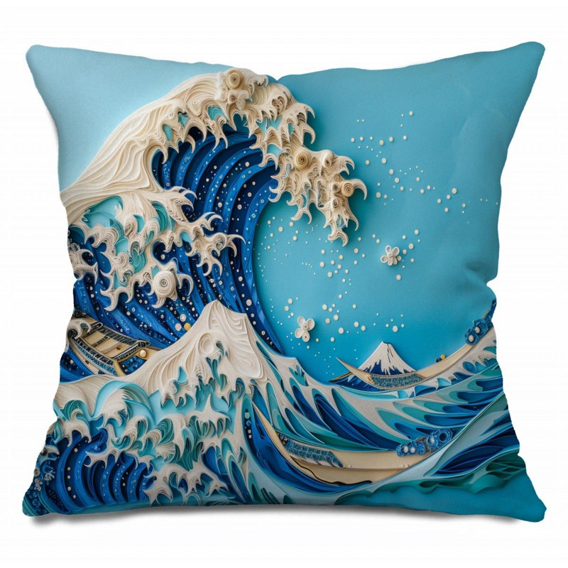 Coussin japonais, crochets en coton Art, H 18 po x l 18 po