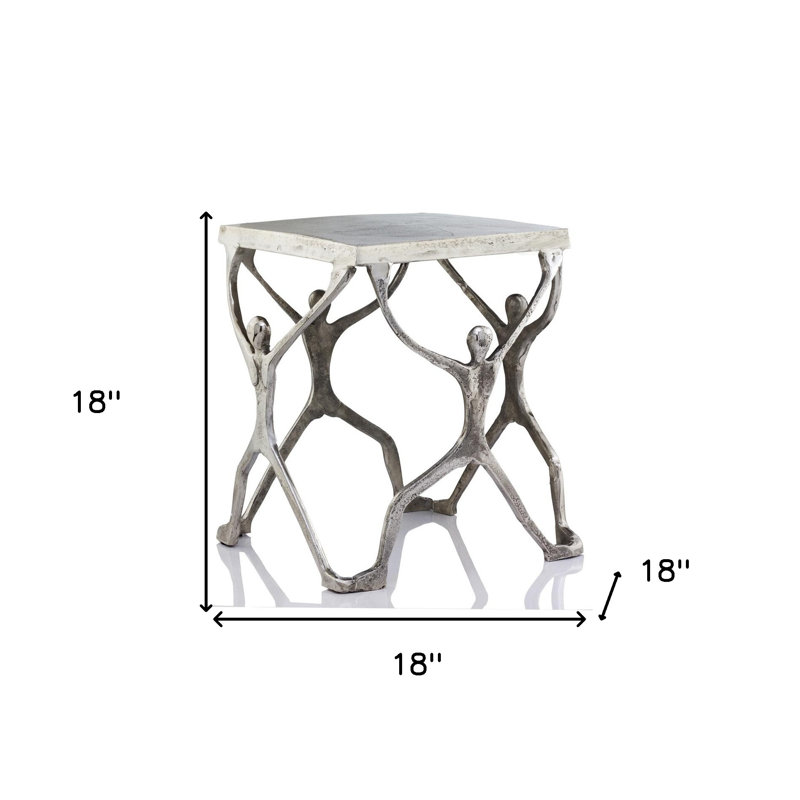 Table de bout carrée en aluminium blanc et antique 18 po Capri