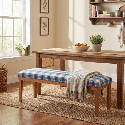 52.8" W Polyester Upholstered Bench, Solid Wood Dining Bench