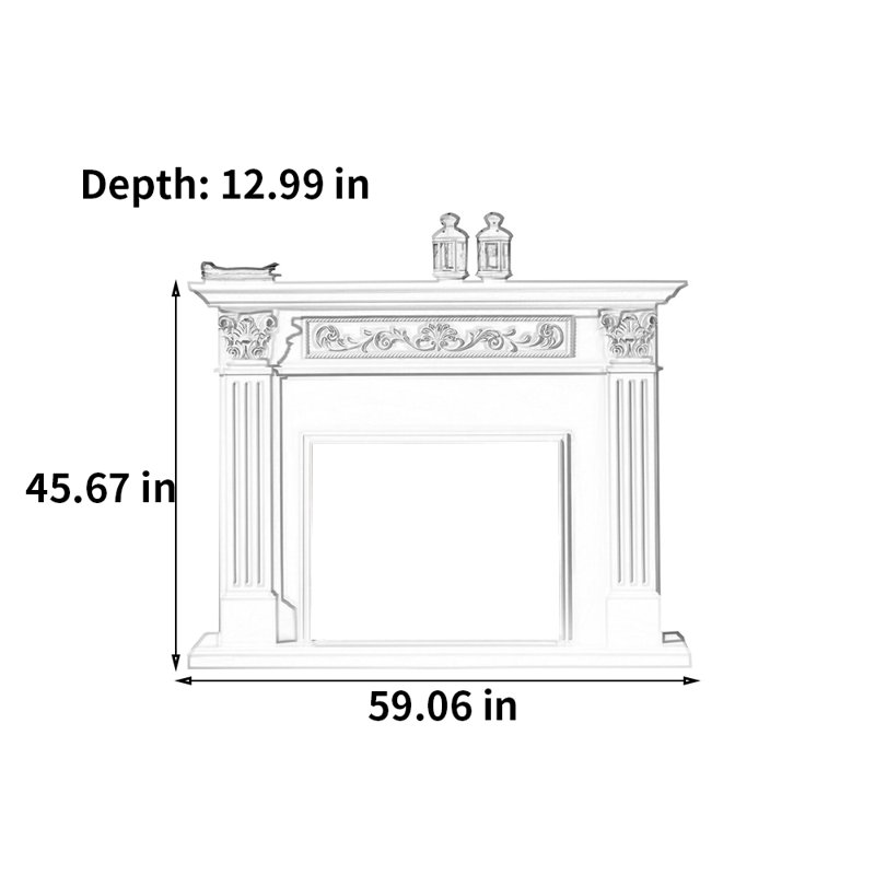 Euro-American Retro TV Cabinet Mantelpiece, Brown, 59.06"