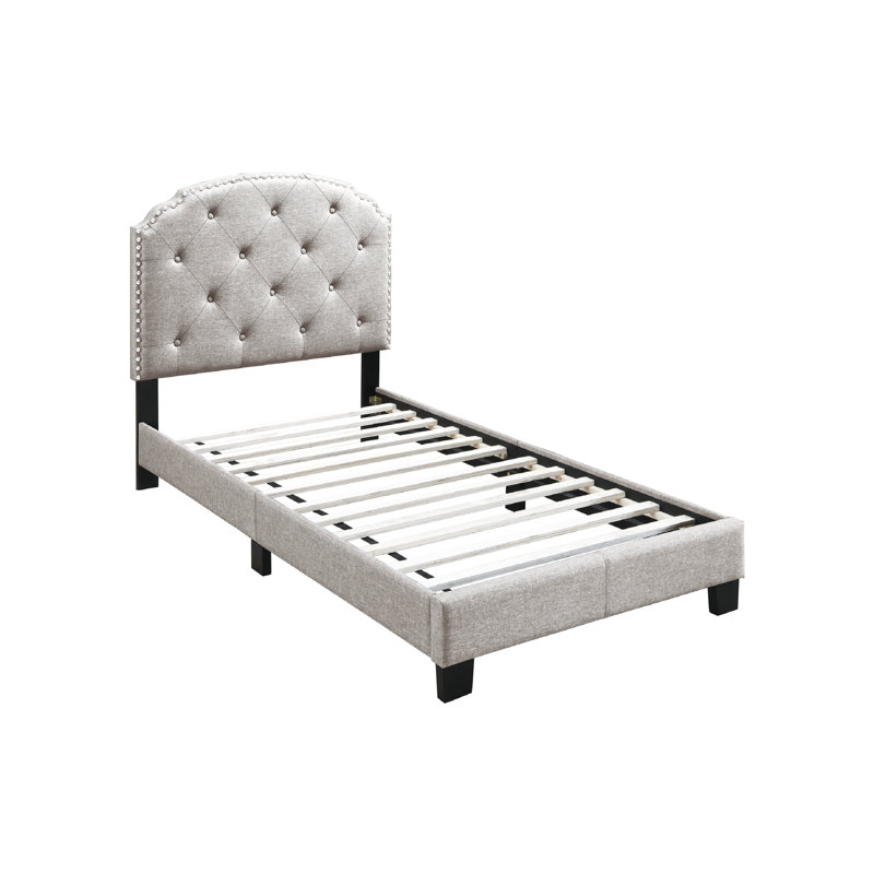 Jaquavien Upholstered Platform Bed, Twin, Light Brown