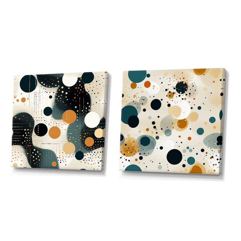 Clenard - Ensemble de 2 collages de formes carrées abstraites, Toile tendue, H 16 po x l 33 po
