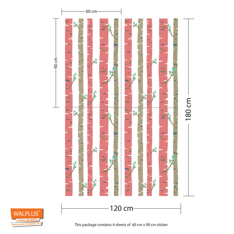 Lamm 1.8m x 1.2m Peel and Stick Wallpaper Tile, Red/White