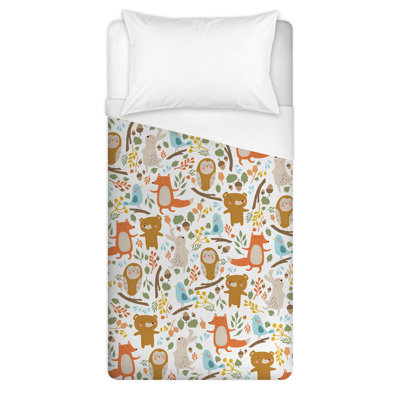 Housse de couette en microfibre orange / brun / bleu