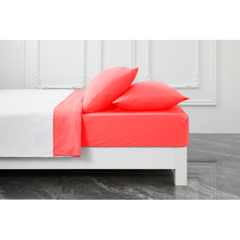 Premium Rayon from Bamboo Sheet Set Deep Pockets, Cooling, Ultra Soft and Breathable, Coral