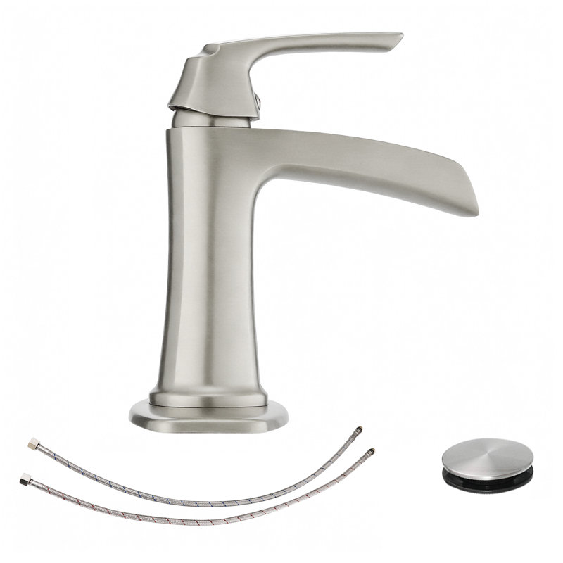 Robinet de lavabo de salle de bain à un trou à poignée simple avec bonde escamotable Topcraft, Nickel brossé