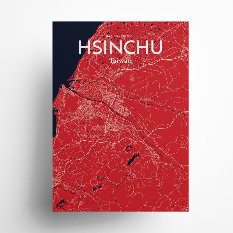 Hsinchu City Map In Nautical - No Frame Print, 27.6cm H x 19.7cm W x 0.05cm D