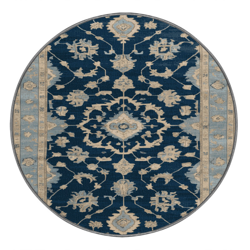 Machine Washable Overdyed Gray Area Rug, Round 6'