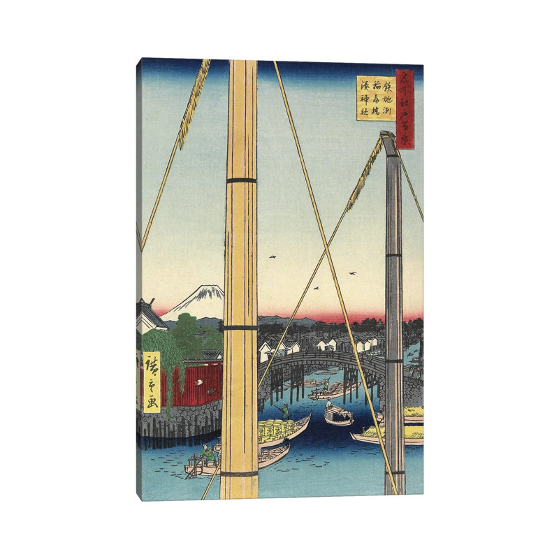 Inari Bridge And Minato Shrine, Teppo Zu, March 1857 (Minneapolis Institute Of Art) by William Blake - Wrapped Canvas Print