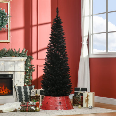 6 FT Artificial Christmas Pencil Tree Holiday Xmas Tree Home Indoor Decoration, Black