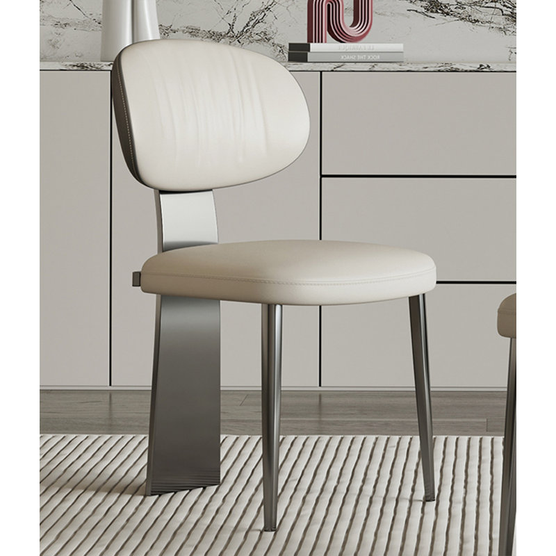Chaise à dossier moderne et simple en acier inoxydable, Gris