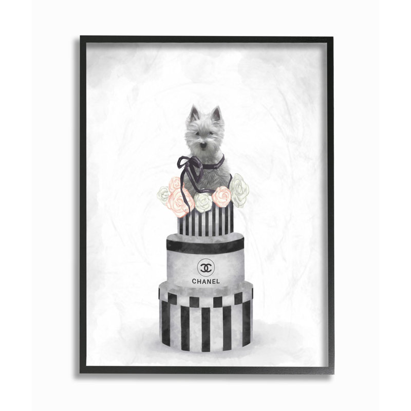 « mode chien », peinture gris rose neutre, H 20 po x l 16 po x P 1,5 po, Giclée encadrée noir minuit