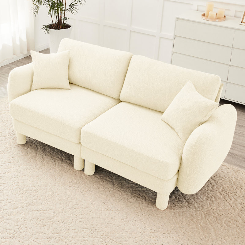 Canapé en tissu beige Boucle 2