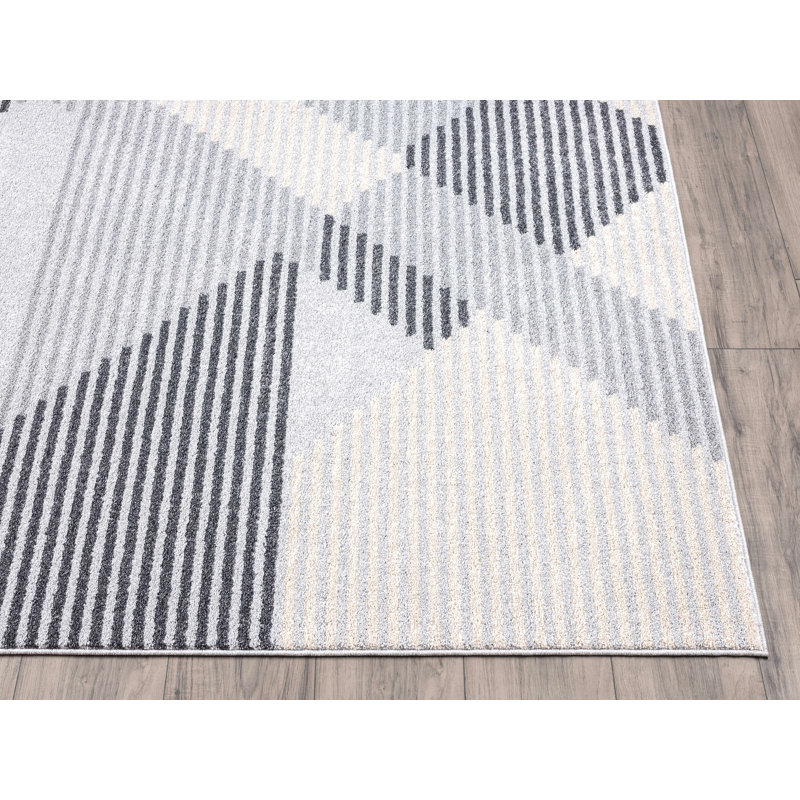 Tapis gris à motif géométrique Sumter, Rectangle 7 pi 9 po x 10 pi 2 po