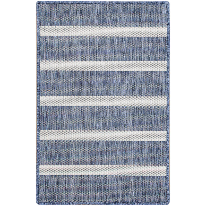  Tapis bleu marine ivoire moderne 3 pi x 5 pi Positano, Bleu marine / ivoire, Rectangulaire 3 pi x 5 pi
