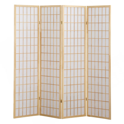4 Panel Oriental Shoji Screen / Room Divider, Natural