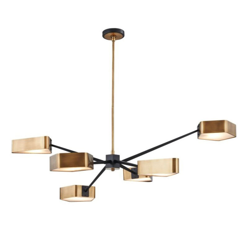 Alan Mizrahi Art Deco Marsden Gold Led Luxury Chandelier, Bronze, 45" H x 60" W x 44" D