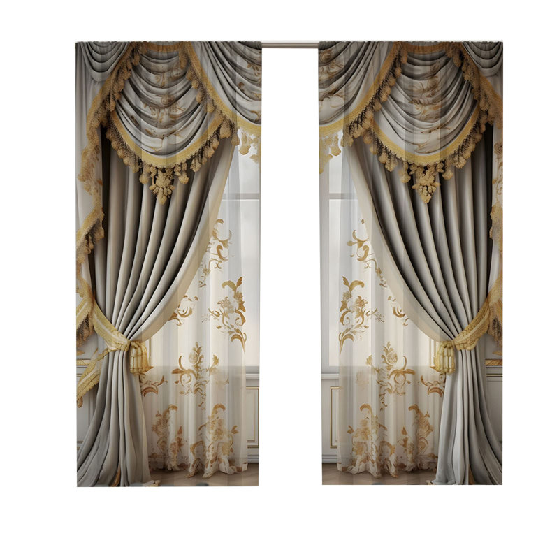 Rideaux à impression numérique kbndieu 2PCS European Series, C