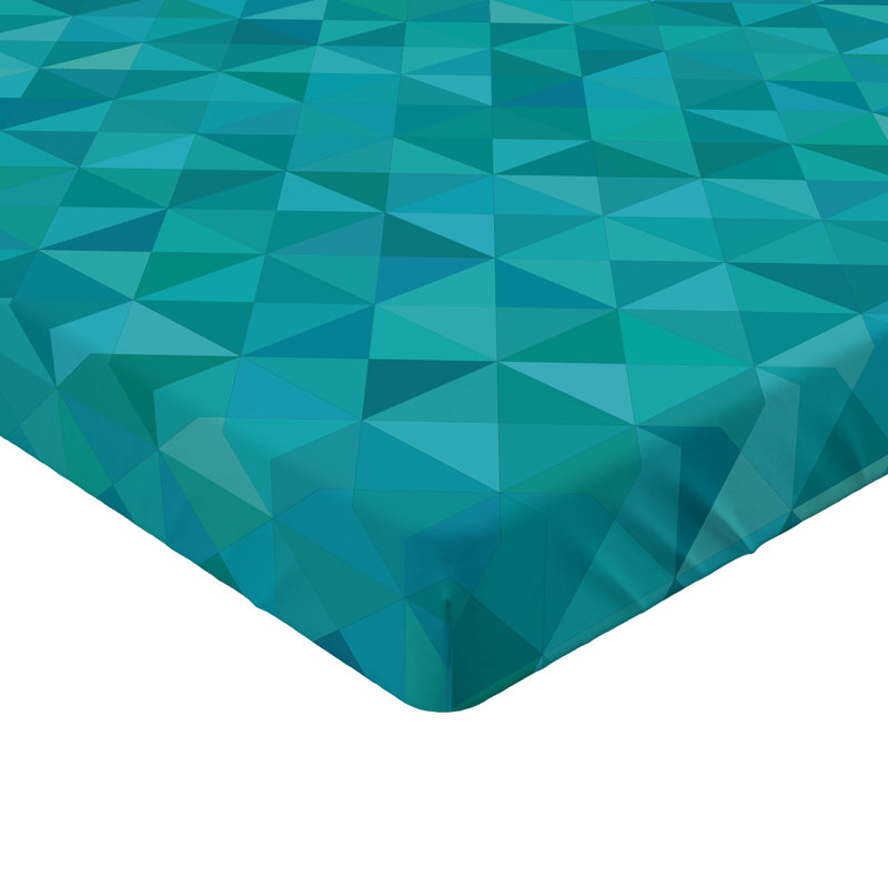 Drap-housse orange Ambesonne, Formes géométriques turquoise / turquoise, Drap-housse pour lit simple TG