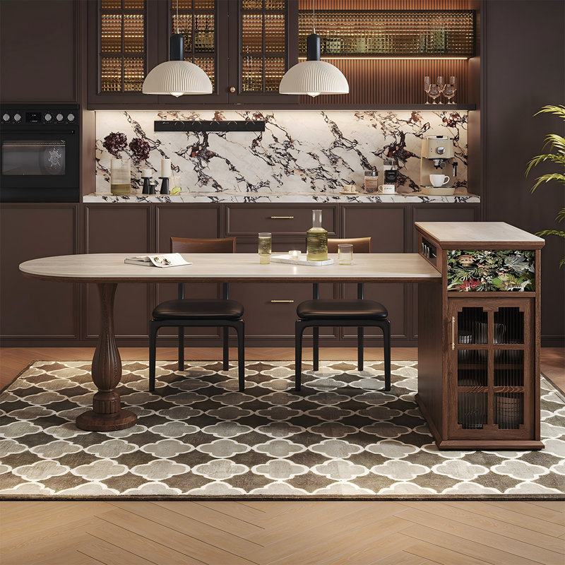 Table de salle à manger et de comptoir intégrée de 74,8 po pour la cuisine modulaire avec des dalles de granit