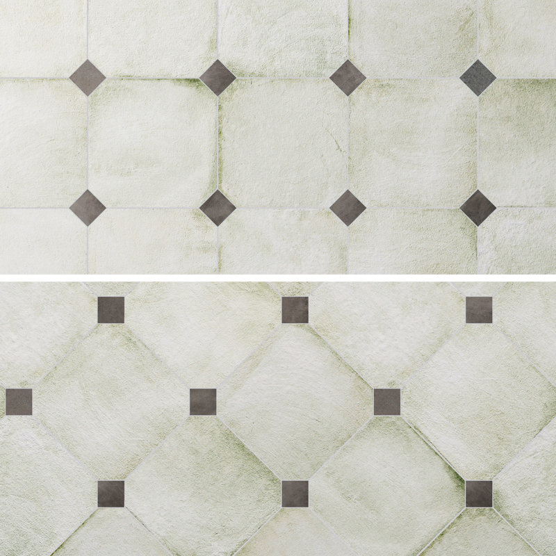 Laverton Octagon W/Taco 7-7/8 In. X 7-7/8 In. Porcelain Floor And Wall Tile, Light Beige/Dark Gray