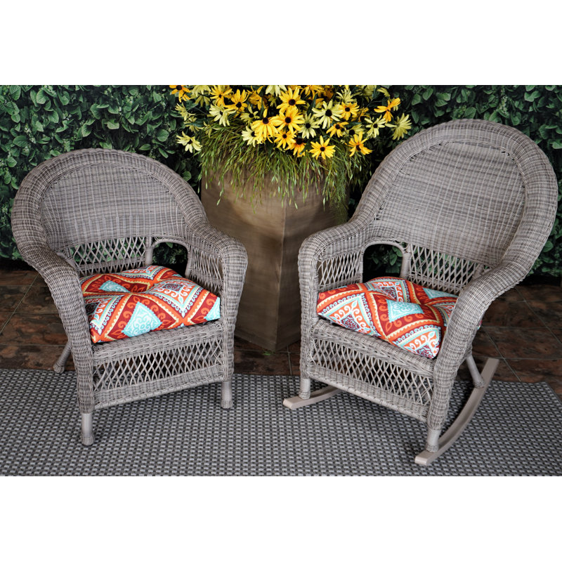 Coussin de chaise d'extérieur espagnol, Mélange de polyester rouge / orange