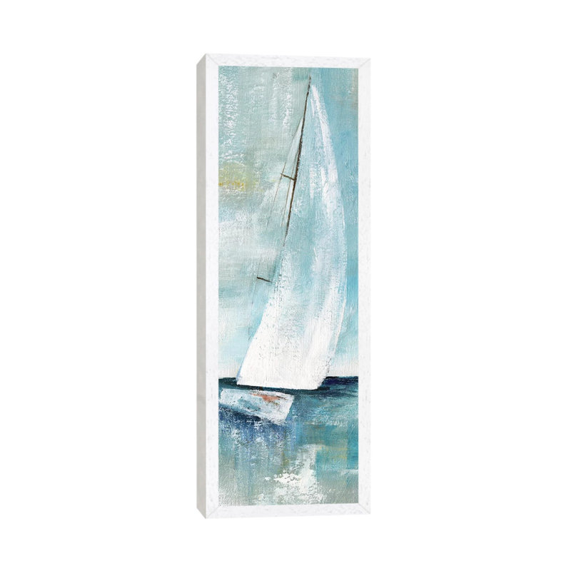 Simply Sailing I by Nan - Panoramic Painting on Canvas, 121.92 cm H x 40.64 cm W, White Framed