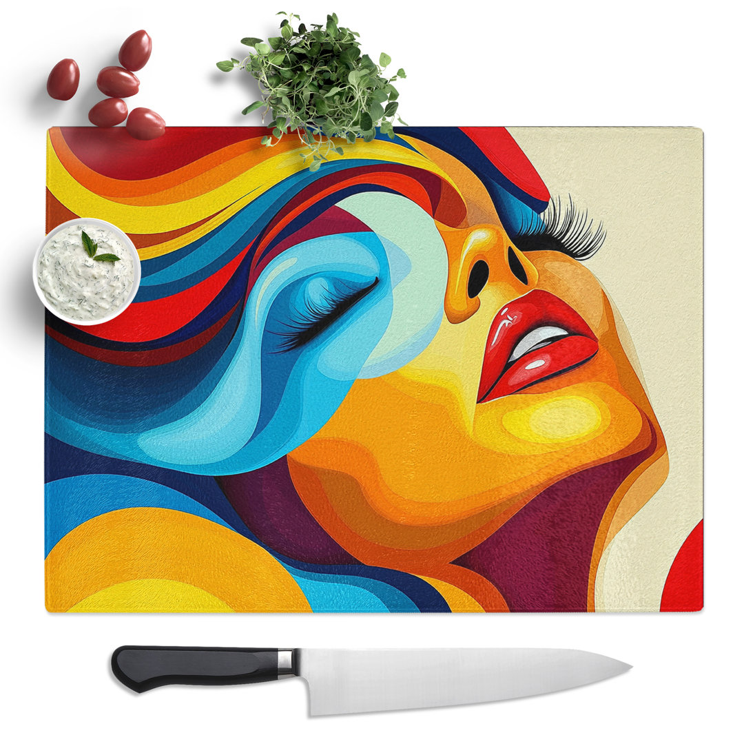Art Deco Woman Vol.2  Glass Chopping Board