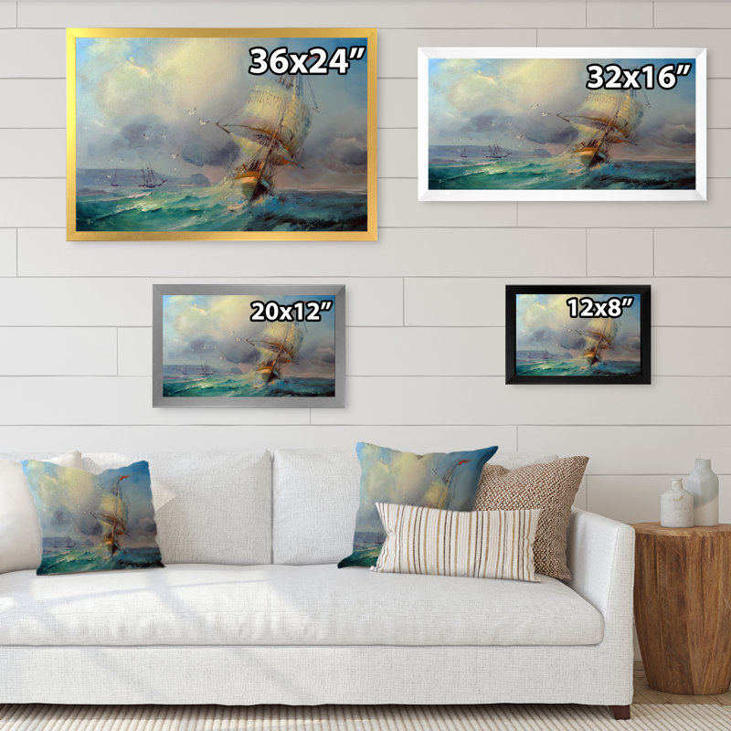 Vieille Bataille Navale de mer - on, H 8 po x l 12 po x P 1 po, Toile blanche avec cadre photo