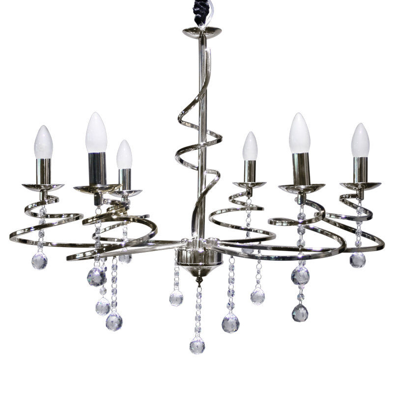 6 - Light Candle Style Chandelier, Chrome