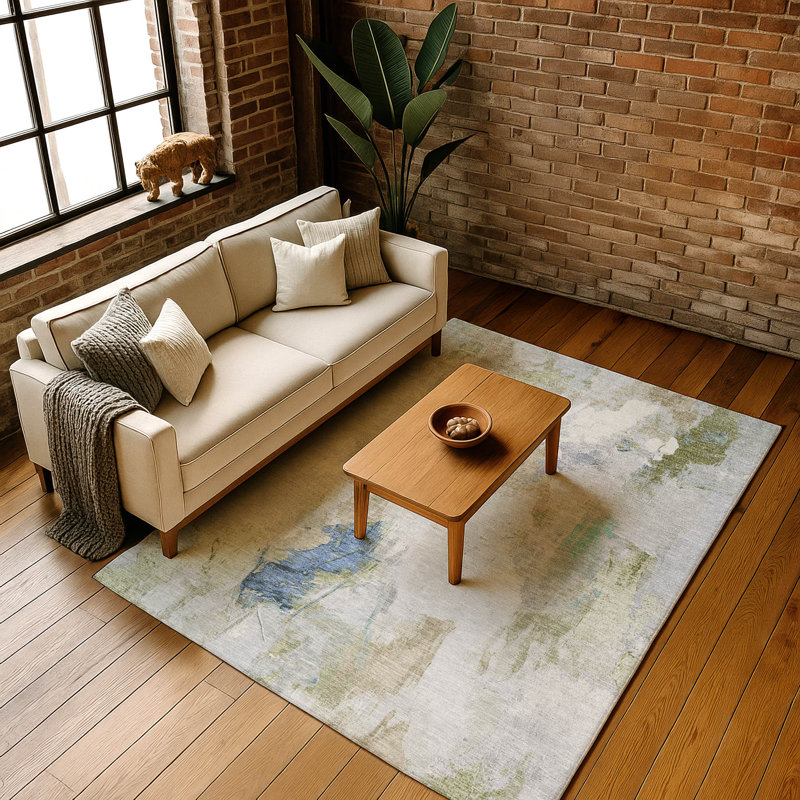 Premium Machine Washable Emest AMF1914 Abstract Rug, Rectangle 9' x 12'