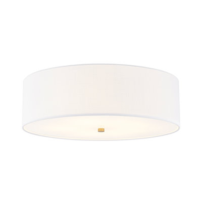 Textile - Encastré tambour classique - Abat-jour en tissu lin - P 24 po x l 24 po x H 7,75 po