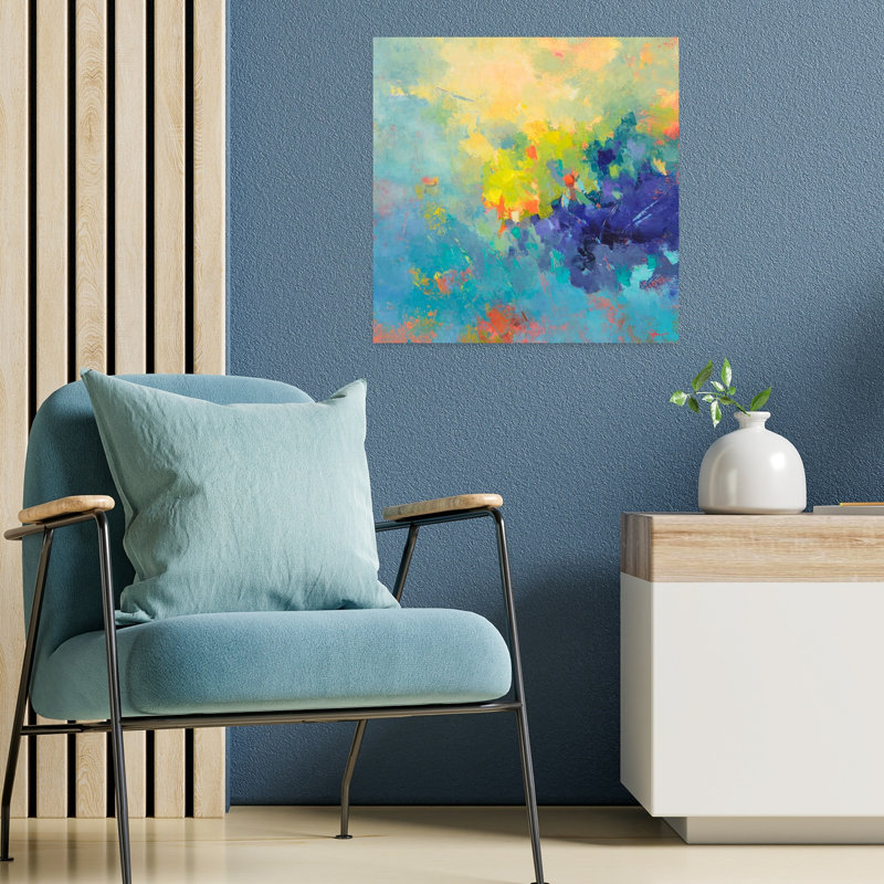 Tempête, art contemporain abstrait, H 18 po x l 18 po